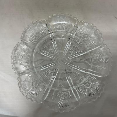-74- Clear Glass | Intricate Pattern | Covered Butter Dish