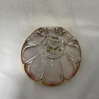 -75- Heavy Clear Glass | Gold & Purple Accents | Covered Butter Dish