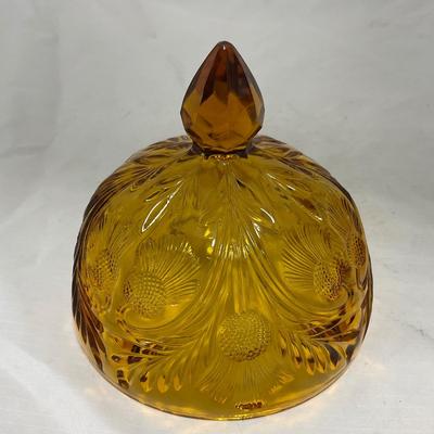 -76- Amber Gold Tone | Covered Butter Dish