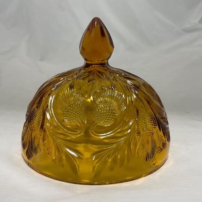 -76- Amber Gold Tone | Covered Butter Dish