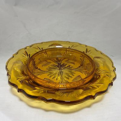-76- Amber Gold Tone | Covered Butter Dish