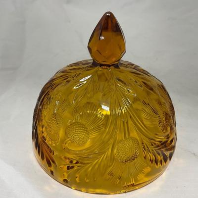 -76- Amber Gold Tone | Covered Butter Dish