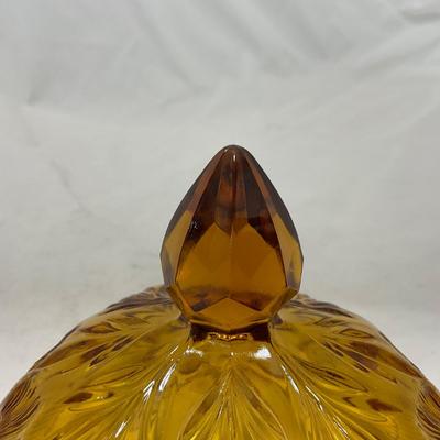 -76- Amber Gold Tone | Covered Butter Dish