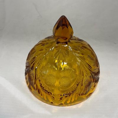 -76- Amber Gold Tone | Covered Butter Dish