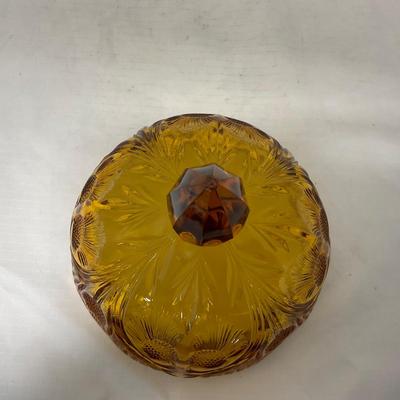 -76- Amber Gold Tone | Covered Butter Dish