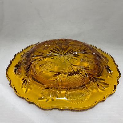 -76- Amber Gold Tone | Covered Butter Dish
