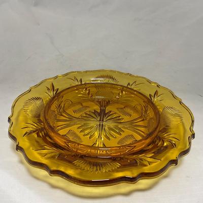 -76- Amber Gold Tone | Covered Butter Dish