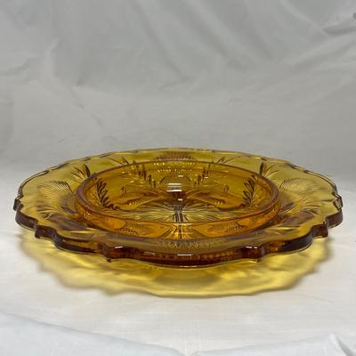 -76- Amber Gold Tone | Covered Butter Dish