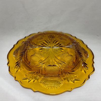 -76- Amber Gold Tone | Covered Butter Dish