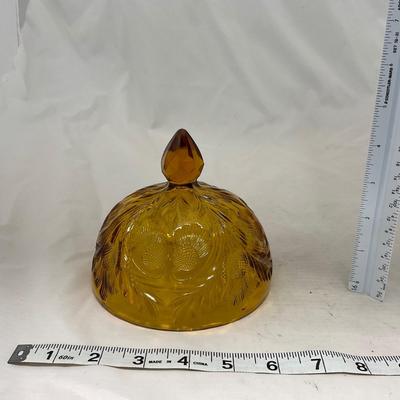 -76- Amber Gold Tone | Covered Butter Dish