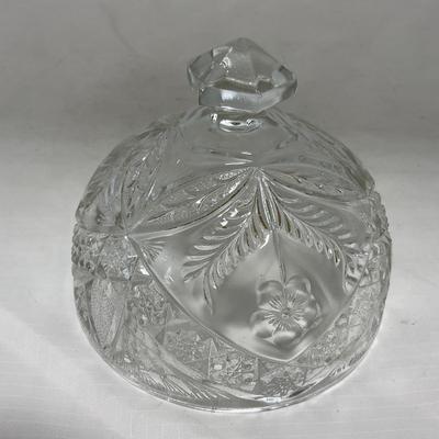 -77- Clear Cut Glass | Covered Butter Dish
