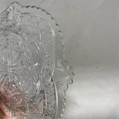 -77- Clear Cut Glass | Covered Butter Dish
