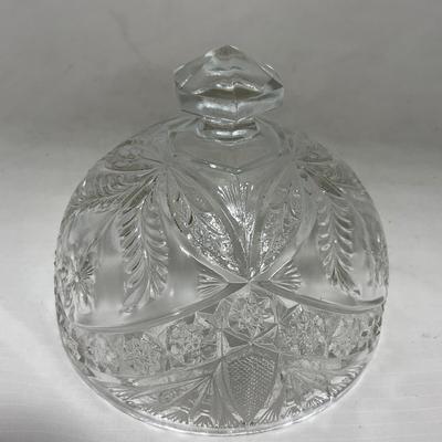 -77- Clear Cut Glass | Covered Butter Dish