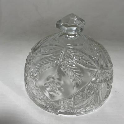 -77- Clear Cut Glass | Covered Butter Dish