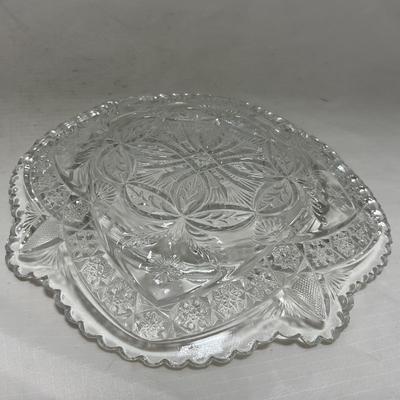 -77- Clear Cut Glass | Covered Butter Dish