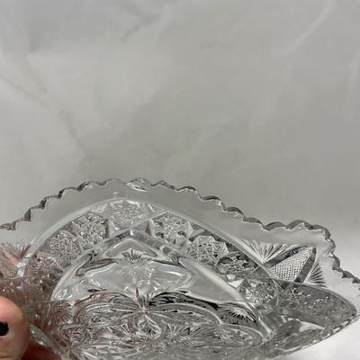 -77- Clear Cut Glass | Covered Butter Dish