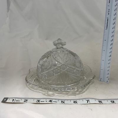 -77- Clear Cut Glass | Covered Butter Dish