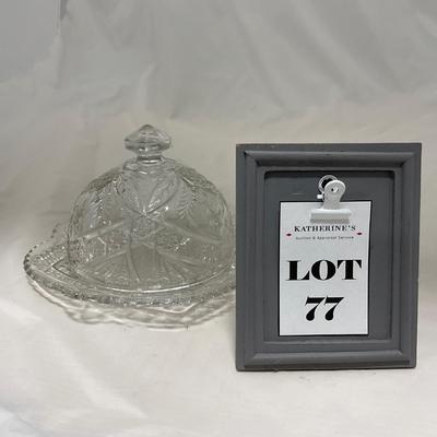 -77- Clear Cut Glass | Covered Butter Dish