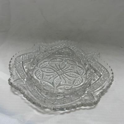 -77- Clear Cut Glass | Covered Butter Dish
