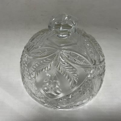 -77- Clear Cut Glass | Covered Butter Dish