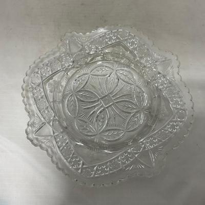 -77- Clear Cut Glass | Covered Butter Dish