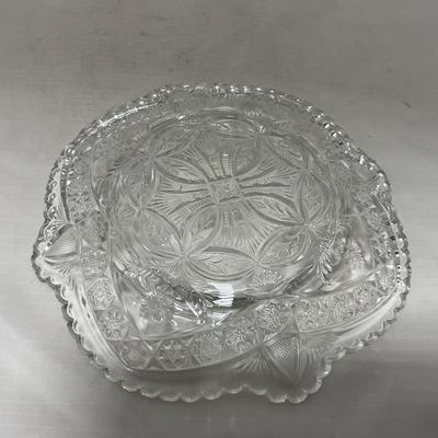 -77- Clear Cut Glass | Covered Butter Dish