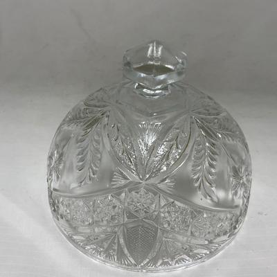 -77- Clear Cut Glass | Covered Butter Dish