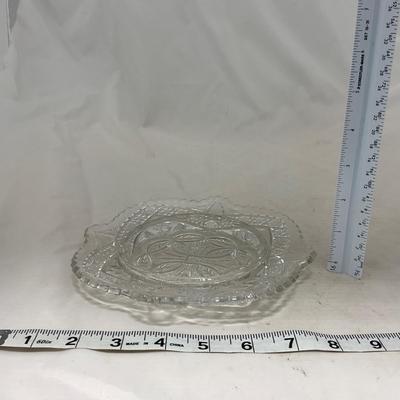 -77- Clear Cut Glass | Covered Butter Dish