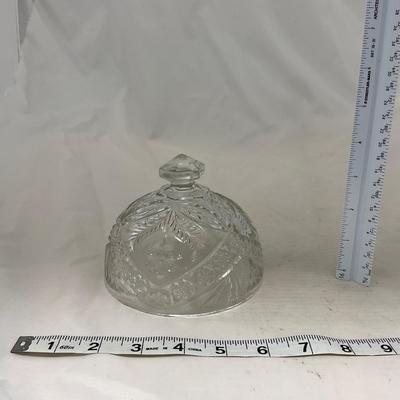 -77- Clear Cut Glass | Covered Butter Dish