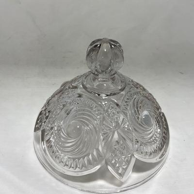 -78- Clear Glass | Swirl Pattern | Covered Butter Dish