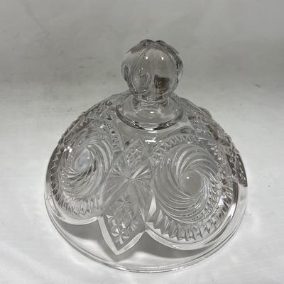 -78- Clear Glass | Swirl Pattern | Covered Butter Dish
