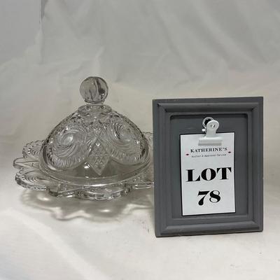 -78- Clear Glass | Swirl Pattern | Covered Butter Dish