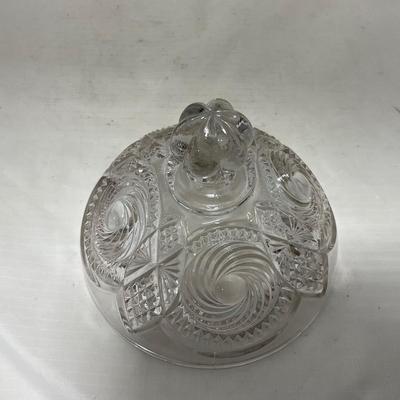 -78- Clear Glass | Swirl Pattern | Covered Butter Dish