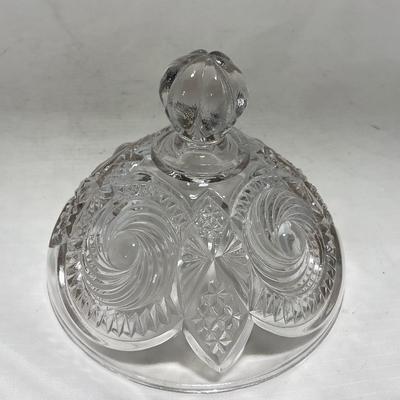 -78- Clear Glass | Swirl Pattern | Covered Butter Dish