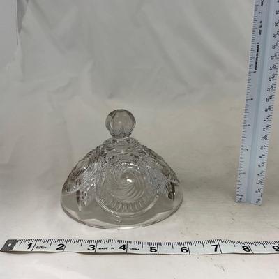 -78- Clear Glass | Swirl Pattern | Covered Butter Dish