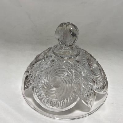 -78- Clear Glass | Swirl Pattern | Covered Butter Dish