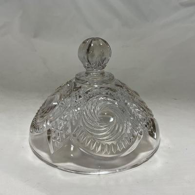 -78- Clear Glass | Swirl Pattern | Covered Butter Dish