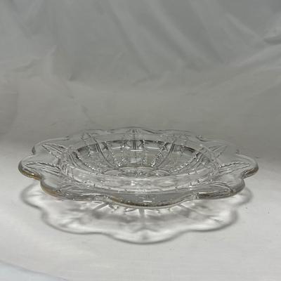 -79- Clear & Gold Glass | Covered Butter Dish | Lidded Jar | Creamer & Sugar