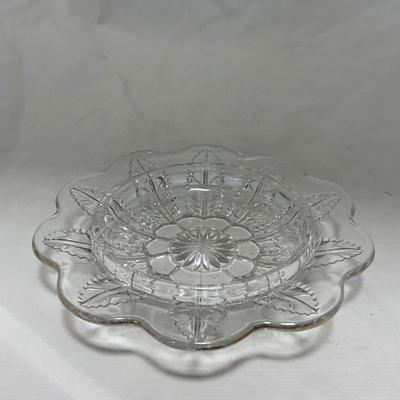-79- Clear & Gold Glass | Covered Butter Dish | Lidded Jar | Creamer & Sugar