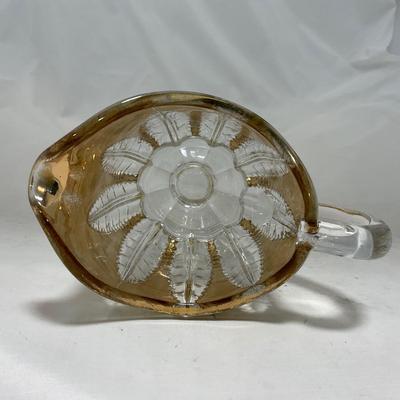 -79- Clear & Gold Glass | Covered Butter Dish | Lidded Jar | Creamer & Sugar