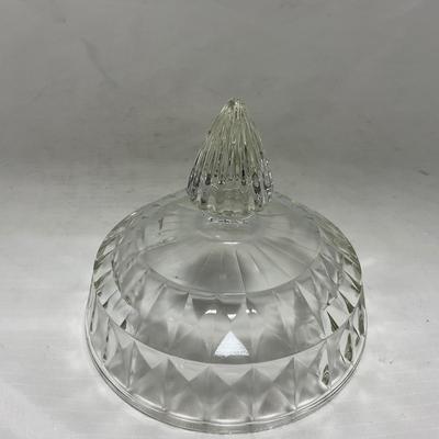 -80- Clear Glass | Square Pattern | Covered Butter Dish