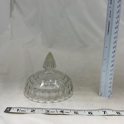 -80- Clear Glass | Square Pattern | Covered Butter Dish