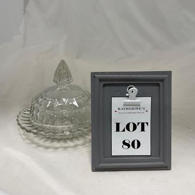 -80- Clear Glass | Square Pattern | Covered Butter Dish