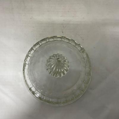 -80- Clear Glass | Square Pattern | Covered Butter Dish