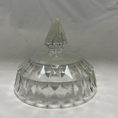 -80- Clear Glass | Square Pattern | Covered Butter Dish