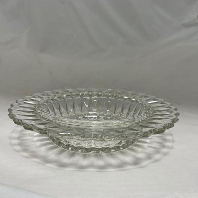 -80- Clear Glass | Square Pattern | Covered Butter Dish