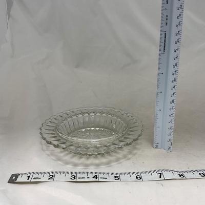 -80- Clear Glass | Square Pattern | Covered Butter Dish