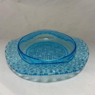 -81- Blue Glass | Covered Butter Dish