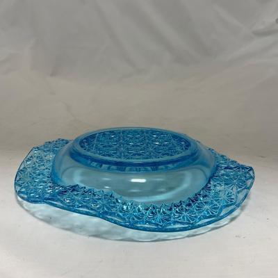 -81- Blue Glass | Covered Butter Dish