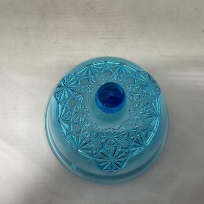 -81- Blue Glass | Covered Butter Dish